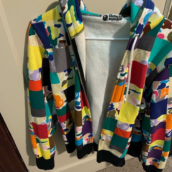 Multi color bape hoodie